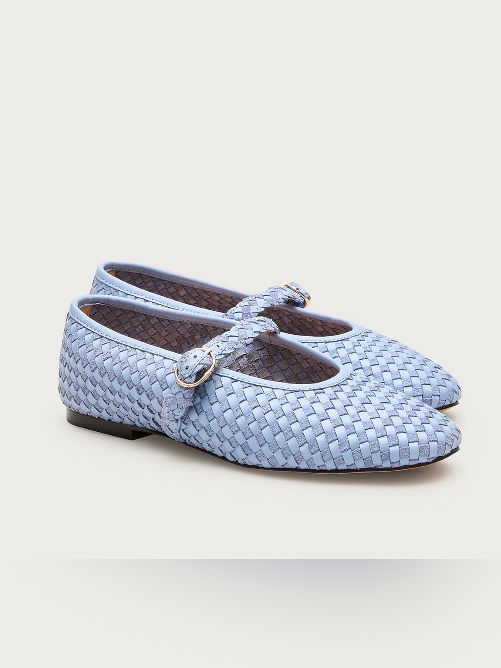 NWOT J Crew Mary Jane ballet flats in woven leather and suede blue Sz 7